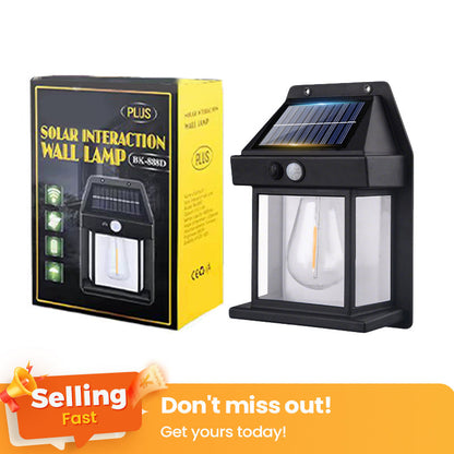 📢📢50% OFF !! ⏰ Solar Tungsten Wall Light – Auto-on, warm glow & wire-free ✨