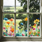 📢📢40% OFF !! ⏰Colorful Floral Bouquet Window Sticker – Vibrant design, easy peel & removable – Perfect for home, cafe & spring decor ✨