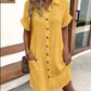 📢📢BIG SALE ⏰Women's Buttoned Short Sleeve Pocket Casual Shirt Dress
