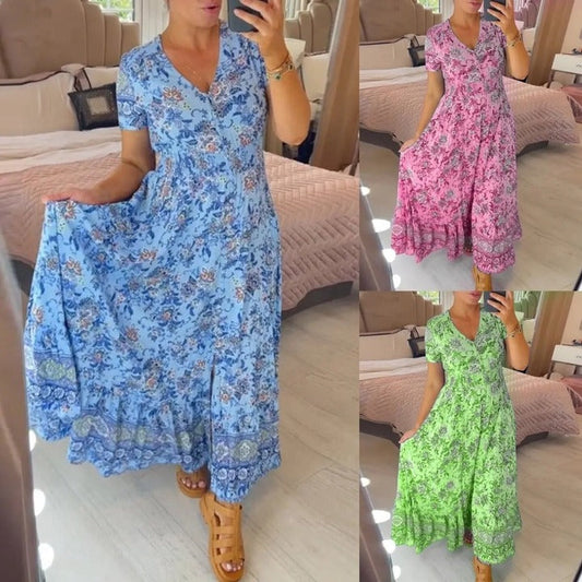 📢📢50%  OFF !! ⏰ Floral Print V-neck Dress