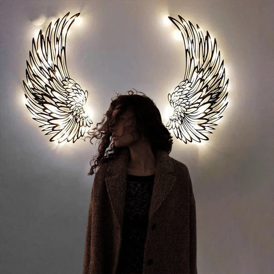 📢📢50% OFF !! ⏰Angel Wings Wall Art In Metal With LED Lights🪽🌟