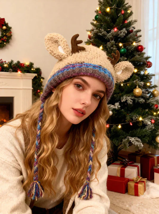 📢📢50%  OFF !! ⏰Original design Festive Christmas Antler Hat🧶