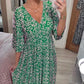 🔥Vacation Casual Print V-Neck Waist Wrap Long Dress