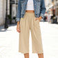 📢📢40% OFF !! ⏰Women's High Waisted Wide Leg Linen Elastic Smock Waist Capri Pants