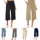 📢📢40% OFF !! ⏰Women's High Waisted Wide Leg Linen Elastic Smock Waist Capri Pants