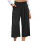 📢📢40% OFF !! ⏰Women's High Waisted Wide Leg Linen Elastic Smock Waist Capri Pants