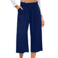📢📢40% OFF !! ⏰Women's High Waisted Wide Leg Linen Elastic Smock Waist Capri Pants