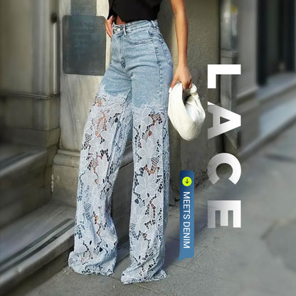 📢📢Big Sale Now On!⏰Fashion Lace Patchwork Denim Jeans