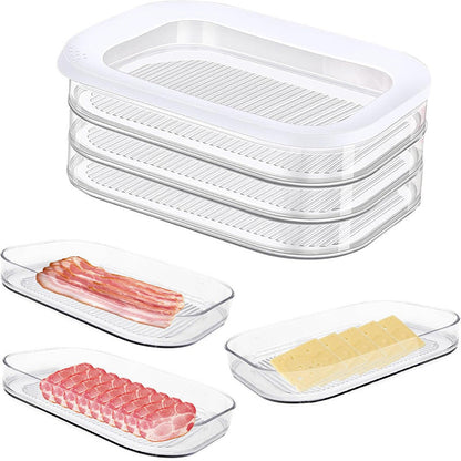 📢📢40% OFF !! ⏰3 Layer Reusable Food Storage Containers with Lid Clear Fridge Crisper