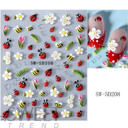 📢📢Buy 1 Get 1 Free !! ⏰5D Floral Nail Stickers