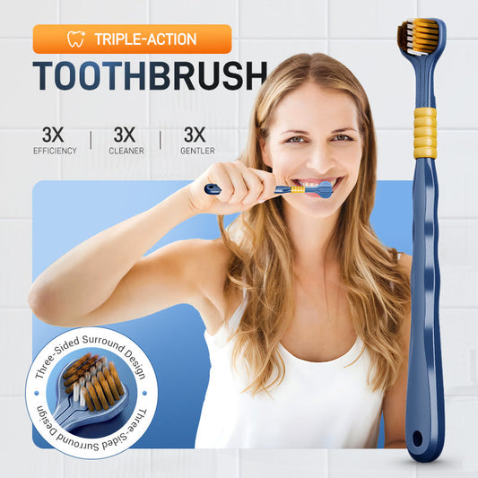 📢📢50% OFF !!🎉🦷Three-headed multi-angle cleaning toothbrush