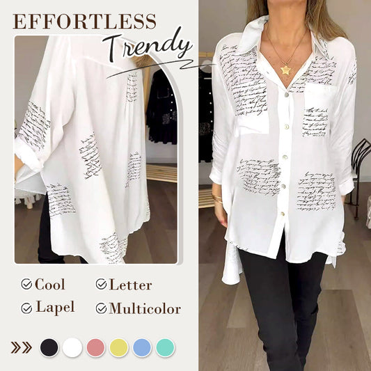 📢📢50% OFF !!!⏰2026 New Hot Sale 💖 Letter Print Fashion Lapel Shirt