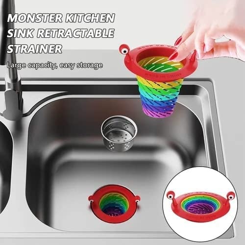 📢📢40% OFF !! ⏰💞50K+ SOLD! Sink Strainer – From £4.99! Monster design, foldable rainbow & large capacity. No more clogs – grab yours! ✅