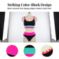 📢📢40% OFF !! ⏰Color Block Patchwork Nylon Sporty 3-Piece Bikini Set - High Waisted & Tummy Control Swimsuit👙🌈