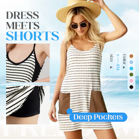 📢📢Limited Spring Edition⏰💡Designed in the USA💡Women's Sleeveless Summer Dress with Shorts – 2-in-1 effortless style! Built-in shorts for comfort & confidence. Ready in seconds for sunny days🌞🌸