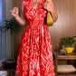 Sleeveless V-Neck Waist-Cinching Dress