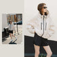 📢📢40% OFF !! ⏰Wide-Brim Hood💧Short Oversized Rain Jacket With Bubble Hem,Adjustable Cuffs
