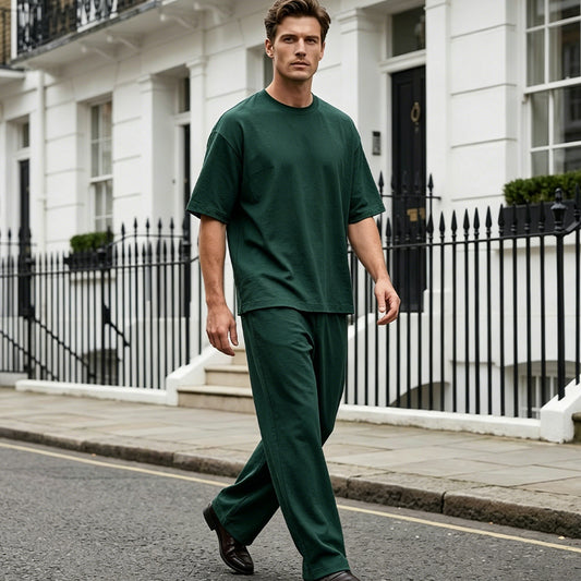 📢📢40% OFF !! ⏰Men's T-Shirt & Wide-Leg Pants 2-Piece Set