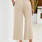 📢📢40% OFF !! ⏰Women's High Waisted Wide Leg Linen Elastic Smock Waist Capri Pants