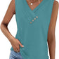 🏆Last Day Special Price ￡11.99!!💐2026 Women’s Button Down V Neck Loose Fit Tank Top