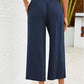 📢📢40% OFF !! ⏰Women's High Waisted Wide Leg Linen Elastic Smock Waist Capri Pants