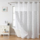 Grey No Hook Shower Curtain with Snap in Liner