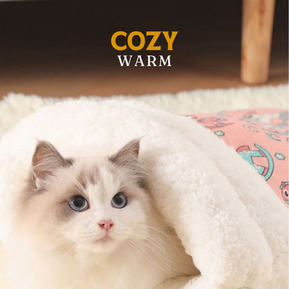 📢📢40% OFF !! ⏰Plush Cave-Style Semi-Enclosed Cat Sleeping Bag Pet Bed | Soft Plush Lining, Washable and Easy to Care🧺