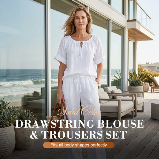 📢📢40% OFF !! ⏰Drawstring Top & Pants✨Women's Loungewear Set, Casual Daily Style