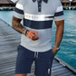 🔥Men's Short Sleeve Casual Set, Summer Beach Fashion Sport Wear, Plaid Pattern, Slim-Fitting, Above the Knee