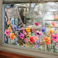 📢📢40% OFF !! ⏰Colorful Floral Bouquet Window Sticker – Vibrant design, easy peel & removable – Perfect for home, cafe & spring decor ✨