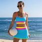 📢📢40% OFF !! ⏰Color Block Patchwork Nylon Sporty 3-Piece Bikini Set - High Waisted & Tummy Control Swimsuit👙🌈