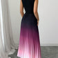 📢📢40% OFF !! ⏰ Ombre Pleated Sleeveless Mock Neck Maxi Dress