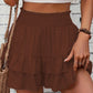 📢📢40% OFF !! ⏰Solid Color Stretch Waist Layered Short Skirt