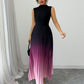 📢📢40% OFF !! ⏰ Ombre Pleated Sleeveless Mock Neck Maxi Dress