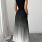 📢📢40% OFF !! ⏰ Ombre Pleated Sleeveless Mock Neck Maxi Dress