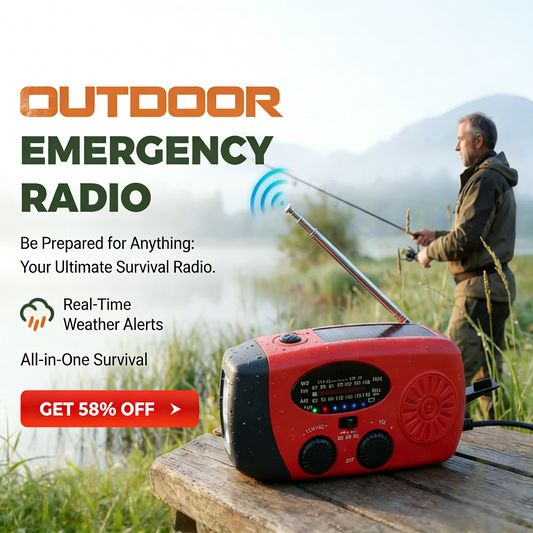 📢📢40% OFF !! ⏰ Portable Solar & Hand Crank Emergency Radio – LED Light & NOAA ✨