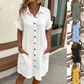 📢📢BIG SALE ⏰Women's Buttoned Short Sleeve Pocket Casual Shirt Dress