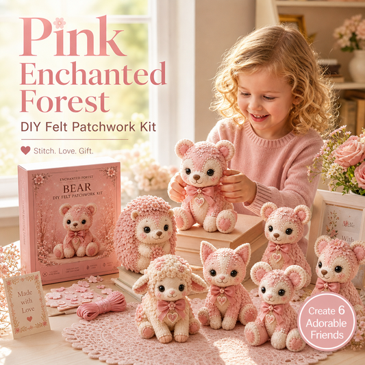 📢📢40% OFF !! ⏰Pink Enchanted Forest DIY Felt Patchwork Kit