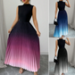 📢📢40% OFF !! ⏰ Ombre Pleated Sleeveless Mock Neck Maxi Dress