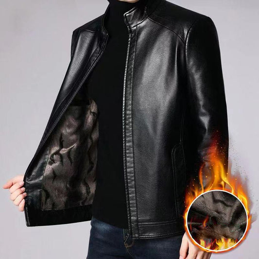 📢📢60%  OFF !! ⏰Men’s Warm Plush Lining Leather Jacket Coat