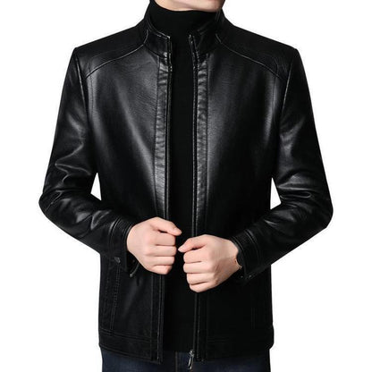 📢📢60%  OFF !! ⏰Men’s Warm Plush Lining Leather Jacket Coat