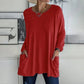 🔥Women's Round Neck Long Sleeve Loose Pocket T-Shirt