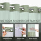 Grey No Hook Shower Curtain with Snap in Liner