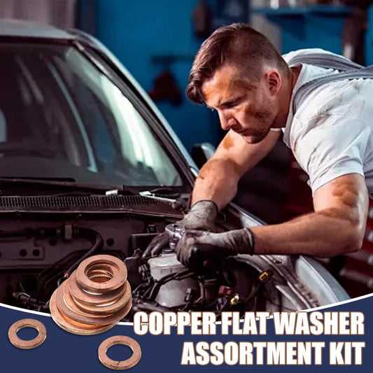 📢📢40% OFF !! ⏰200 PCS Copper Flat Washer Assortment Kit（50% OFF）
