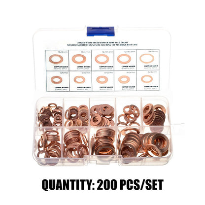 📢📢40% OFF !! ⏰200 PCS Copper Flat Washer Assortment Kit（50% OFF）