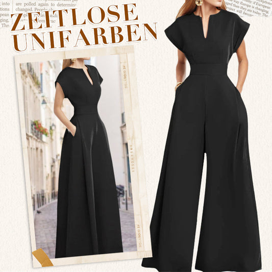 📢📢40% OFF !! ⏰Women's V-Neck Short Sleeve Wide-Leg Jumpsuit