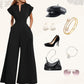📢📢40% OFF !! ⏰Women's V-Neck Short Sleeve Wide-Leg Jumpsuit