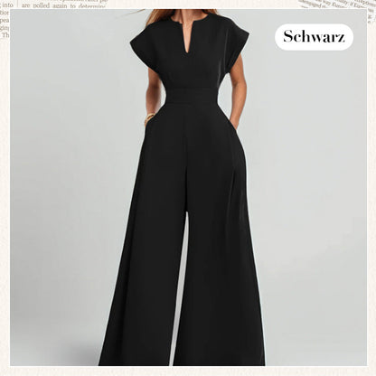 📢📢40% OFF !! ⏰Women's V-Neck Short Sleeve Wide-Leg Jumpsuit
