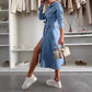 Women's Button Down Long Sleeve Denim Dress