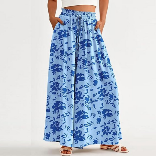 📢📢40% OFF !! ⏰Floral Print High-Waisted Wide Leg Pants